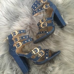 New Women's Demin Strappy Heels Shoes
